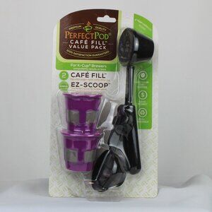 Perfect Pod Cafe Fill K Cup Brewers 2 Reusable Filters and Scoop